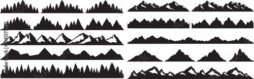 Horizon Landscape Silhouettes – Flat Vector Forests and Mountains for Adventure, Nature, and Outdoor Background Designs