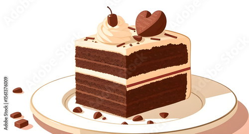 cake portion illustration, dessert icon vector, sliced pastry dessert, creamy dessert wedge, decorated cake slice art, sweet dish illustration, chocolate frosting slice, fruity dessert slice, artistic