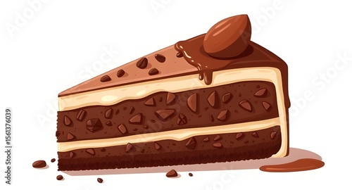 cake artwork vector, dessert slice digital art, cute cartoon cake, bakery food design, confectionery dessert slice, sweet treat illustration, pastry cut slice, icing dripping cake, chocolate pastry ve