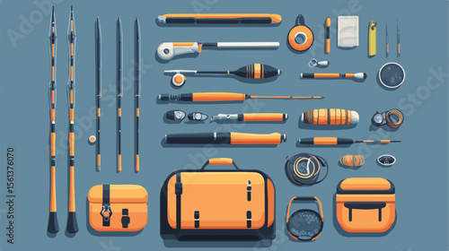 Professional Fishing Equipment Icon in Flat Vector Illustration