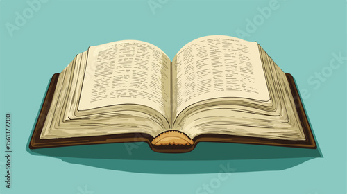 Catholic Bible Open Flat Vector Illustration