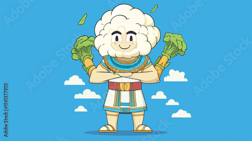 Ancient Egypt Cartoon Cauliflower Head Illustration