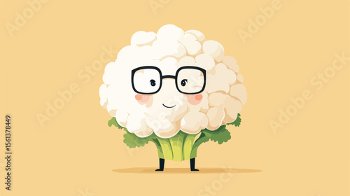Cauliflower Head Cartoon Oculist Mascot Character