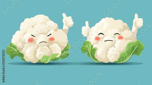 Cauliflower Thumbs Up and Thumbs Down Cartoon