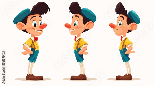 Pinocchio Cartoon Character Mascot with Liar Nose on CD Disk