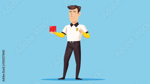 Soccer Referee Showing Red Card Character Illustration