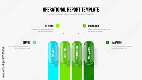 Sales Profile 4 Step Diagram Slide Template. Financial Solution Four Element Infographic Frame Design. Visual Analysis Presentation Layout Vector Illustration.