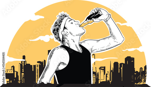 Man Beer Running