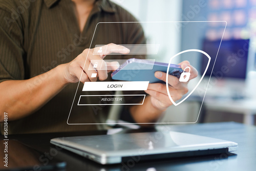 Foto Cyber security concept, Login, User, identification information security and enc