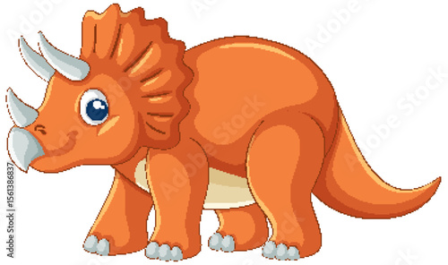 Cute Cartoon Triceratops Vector Illustration