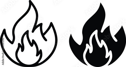 Fire Icon – Flame Symbol for Heat, Burn, Energy, and Hazard Illustration