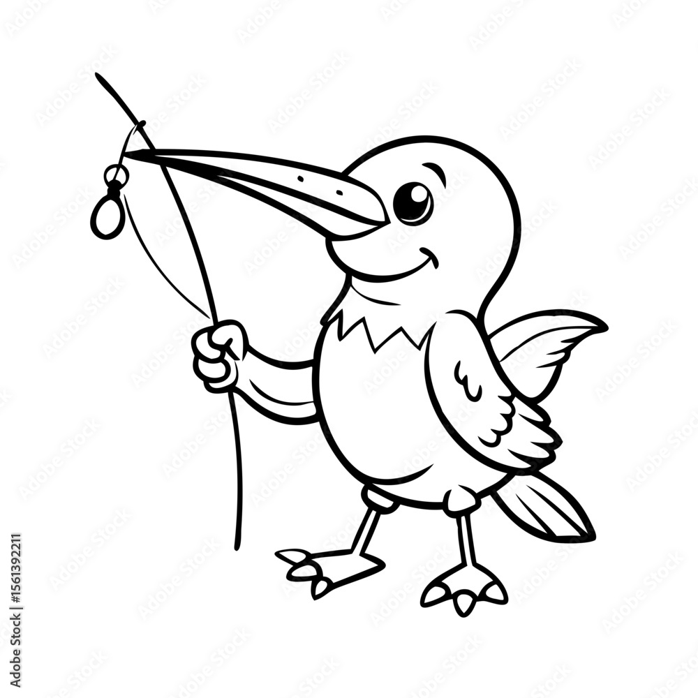 Fototapeta premium Kingfisher bird cute cartoon character walk