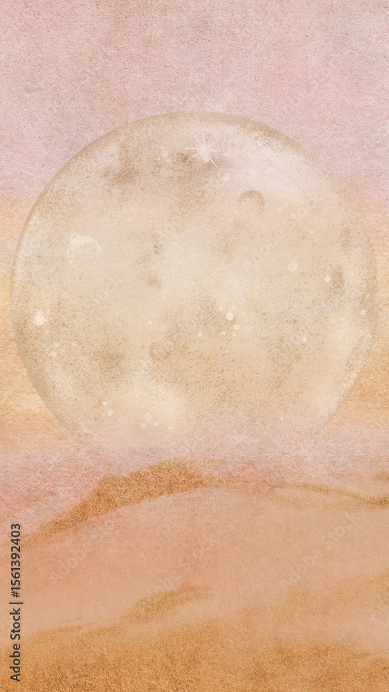 Fototapeta premium Moon illustration phone wallpaper, simple brown bubble HD background