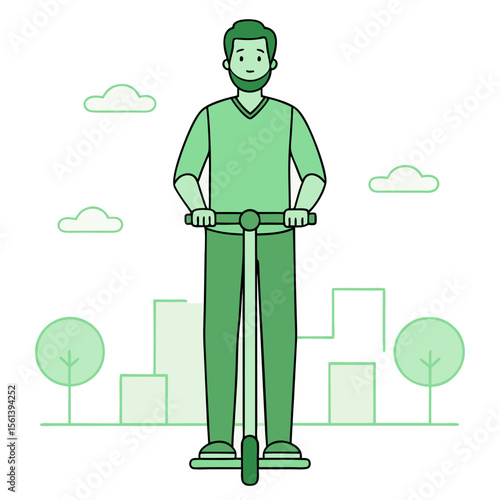 man riding a scooter