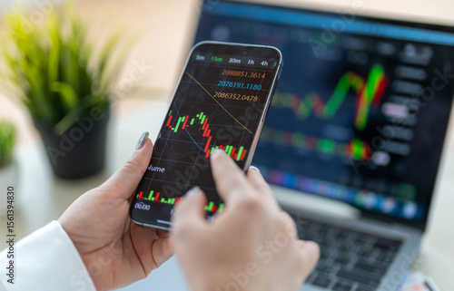 Wallpaper Mural Business people with stock market chart financial trading, online investment, stock exchange analysis, market trends, real-time trading data, forex and crypto trading economic forecasting tool Torontodigital.ca