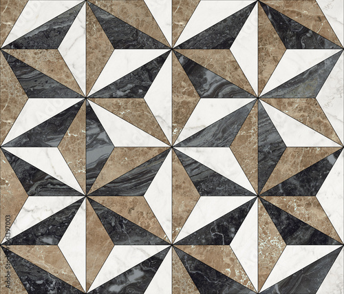 Wallpaper Mural Modern seamless geometric pattern with natural textures: marble, wood, stone, cement, terrazzo. Ideal for interior design, wallpaper, packaging, textiles, tiles, and parquet flooring.	 Torontodigital.ca