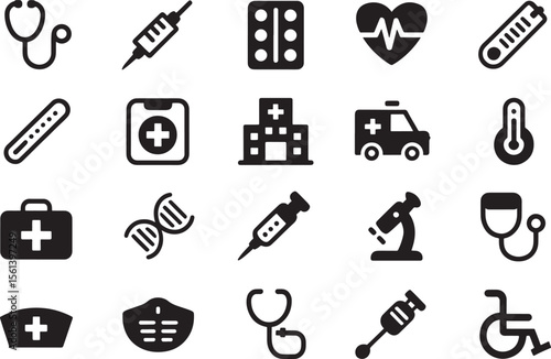 Medical Icons Healthcare Symbols Set for Websites and Applications