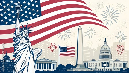 patriotic usa background for independence, veterans and labor day combined celebration