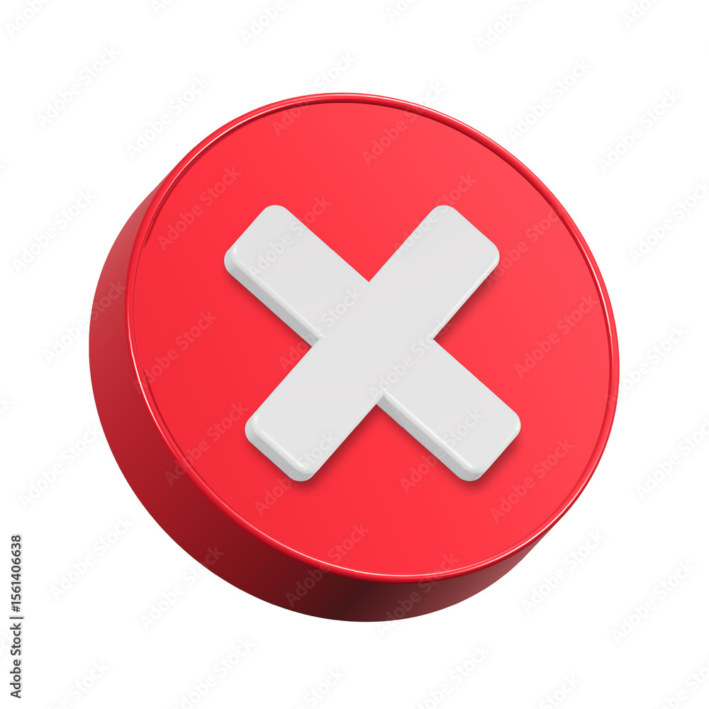 Fototapeta premium Delete icon red color 3d rendering