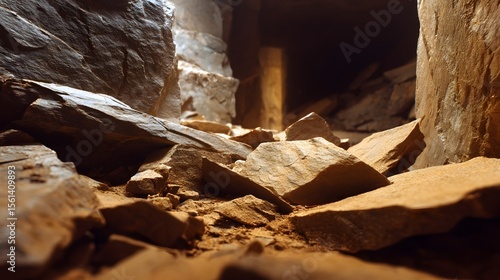 Rugged cave entrance with craggy rock formations