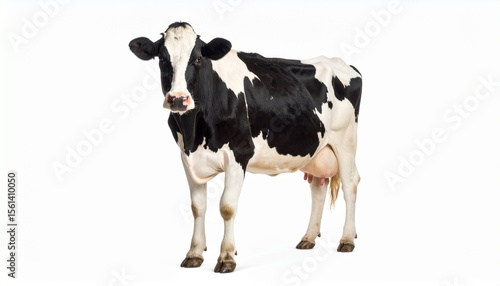 Realistic Dairy Cow on White Background