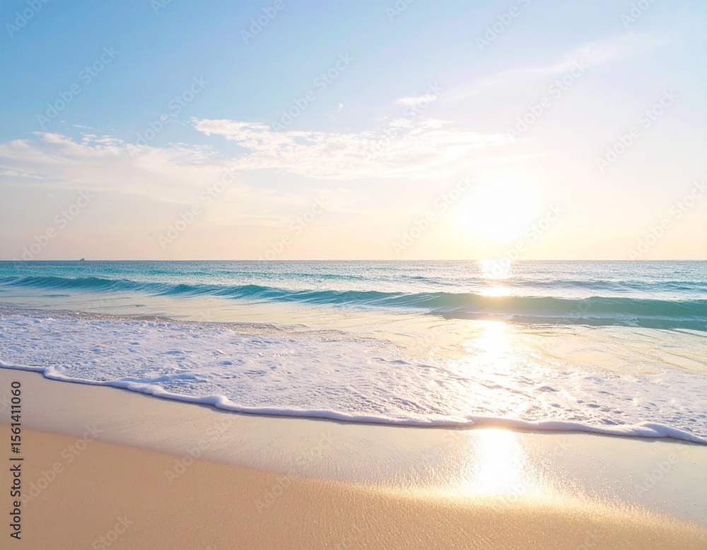 Obraz premium Summer Beach with Soft Waves and Sunlight