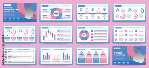 Modern presentation slide templates. Infographic elements template set for web, print, annual report brochure, business flyer leaflet marketing and advertising template. Vector Illustration.