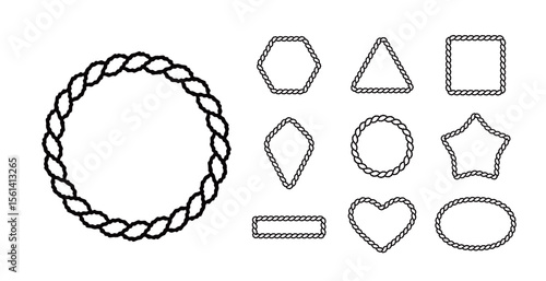 This set of rope vector borders features 9 shapes, like circles and hexagons. With detailed rope texture, it’s ideal for invitations and posters. Scalable with no quality loss!