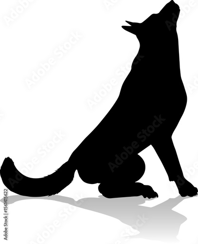 A detailed animal silhouette of a pet dog