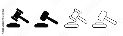 gavel icon set. judge gavel icon. law icon vector. Hammer vector. Court tribunal symbol, icon. Judge's gavel, court hammer icon, vector illustration.