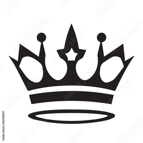 Classic black silhouette of a royal crown with a star emblem and decorative points on a clean white background