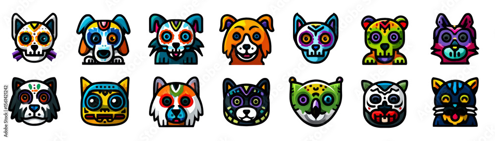 Fototapeta premium Bear sugar skull feel joyful in colorful artwork