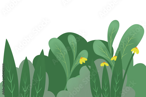 Illustration of Green Foliage and Bush