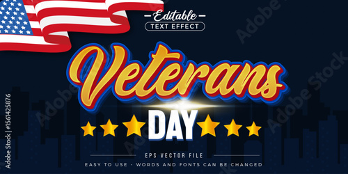 Veteran Day editable text effect.