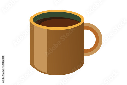Coffee cup vector illustration with abstract yellow-brown design