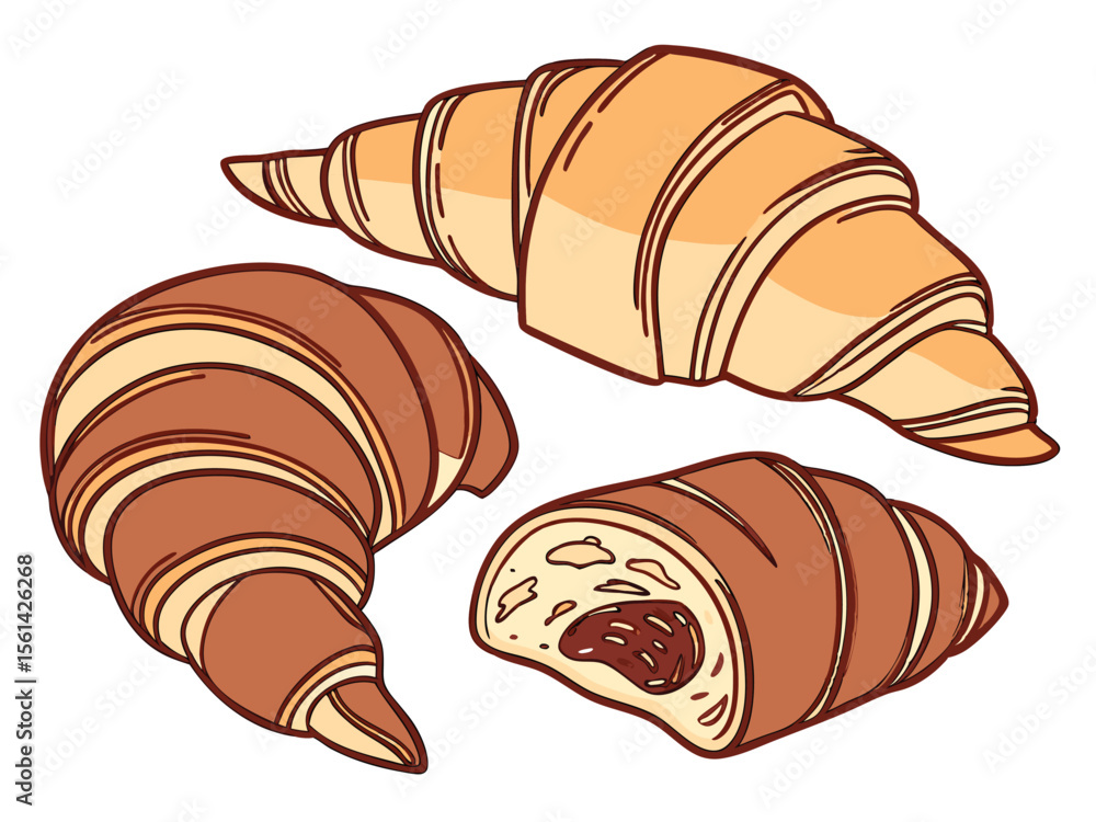 Freshly baked croissants. Vector illustration. Freshly baked croissants. Vector illustration.