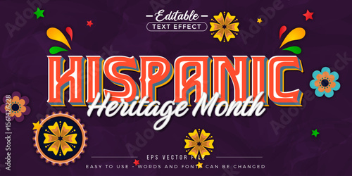 Hispanic Heritage Month Celebration Poster, editable text effect.