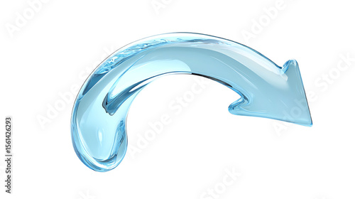 Water Arrow: A clear, stylized water arrow gracefully arcs, suggesting direction, flow, and fluid motion, perfect for conveying concepts of progress and renewal.