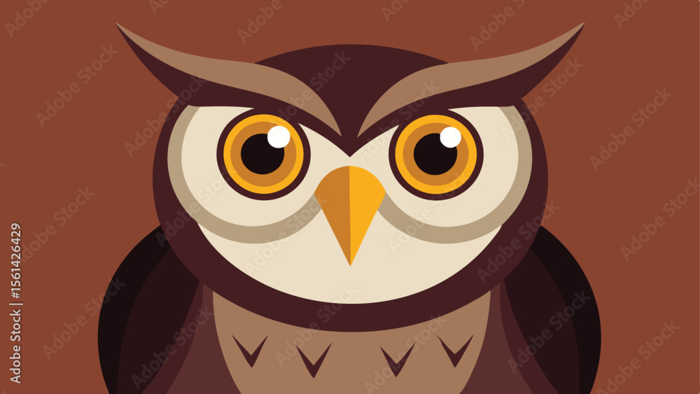 Fototapeta premium Owl with big, curious eyes. Vector illustration.