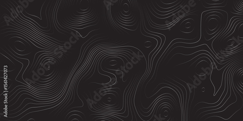 Modern black topography background with flowing abstract contour line art.