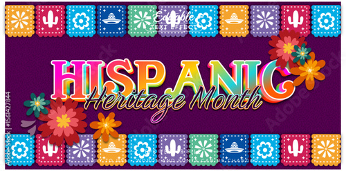 National Hispanic Heritage Month greetings, editable text effect.