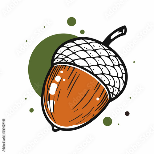 Acorn Illustration with Autumn Colors and Abstract Background for Seasonal Decor, Nature Blogs, Environmental Awareness, and Fall-Themed Designs  