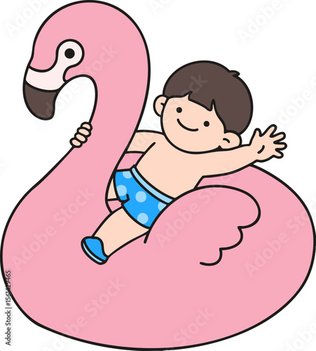 Vector image of a boy sitting on a tube