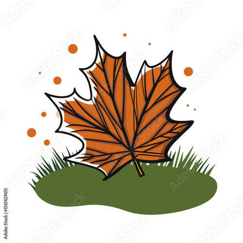 Fallen Maple Leaf on Grass Representing the Start of Fall and Autumn Equinox for Blogs, Seasonal Decor, Nature Awareness, and Educational Content  