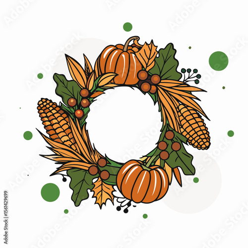 Harvest Wreath for Start of Fall and Autumn Equinox, Seasonal Decor for Blogs, Greeting Cards, Events, and Holiday Awareness  