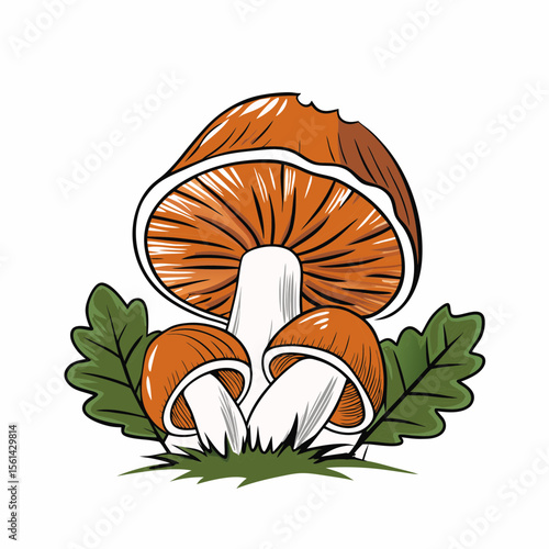 Vibrant Orange Mushrooms Nestled Among Green Leaves for Autumn Equinox Blogs, Seasonal Recipes, Nature Awareness, and Eco-Friendly Websites  
