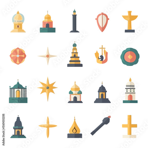 2D Flat icon Cultural & Religious Icons isolated in White Background 