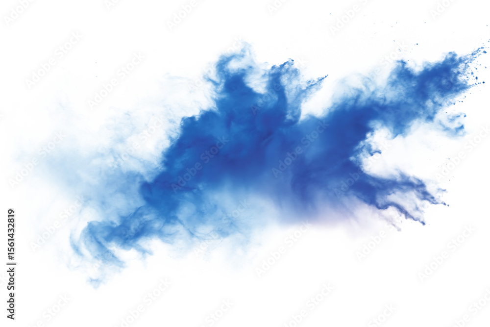 Obraz premium Blue powder explosion isolated on a transparent background