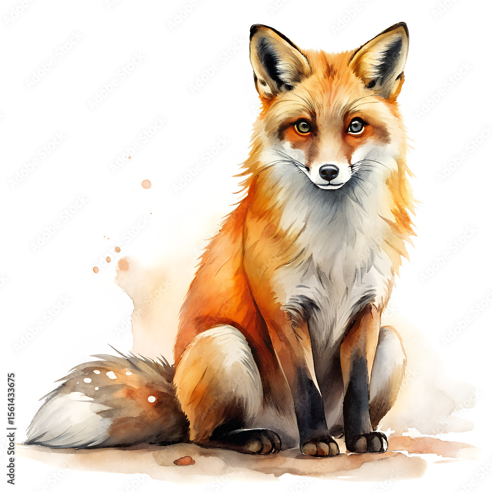 Obraz premium Watercolor fox isolated on transparent background