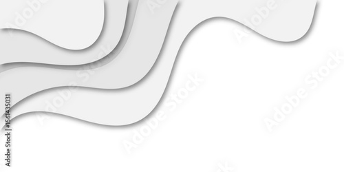 Abstract layered paper cut style background with smooth grey curves and shadows. Minimalistic wavy design perfect for modern presentations, website banners, or elegant graphic compositions.